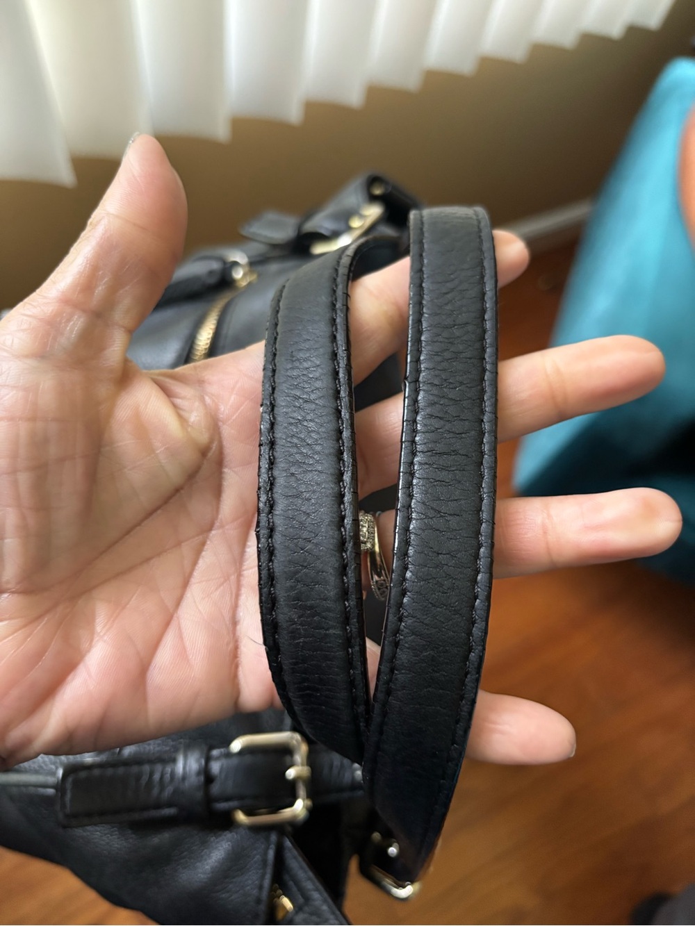 kate spade Black Pebbled Leather Shoulder Bag with Front Zip Pocket - Picture 6 of 15